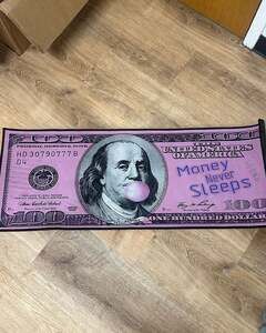 Pink Bubblegum 100 Dollar Bill Indoor Floor Mat